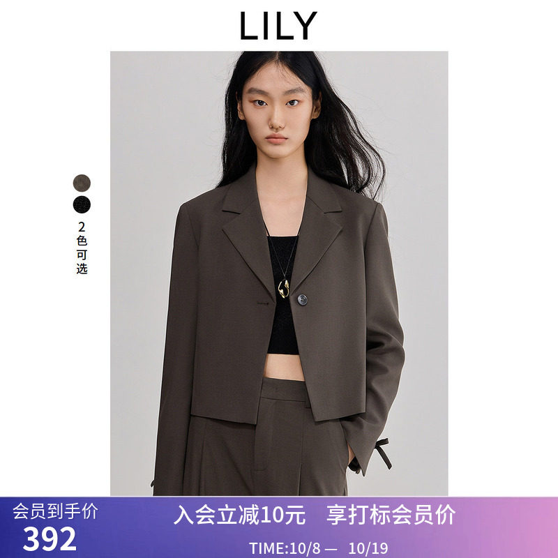 【商场同款】LILY春新款女装设计感时髦休闲通勤西装外套短款