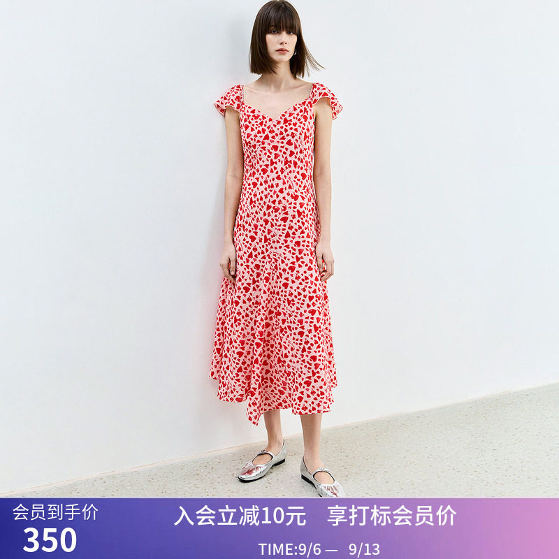 【商场同款】LILY夏款复古V领设计A字型俏皮碎花裙茶歇连衣裙