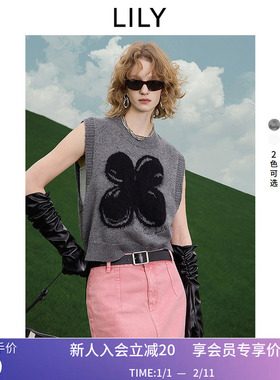 【幸运花马甲】LILY2025春新款女装FAKEROOM合作绵羊毛混纺马甲女