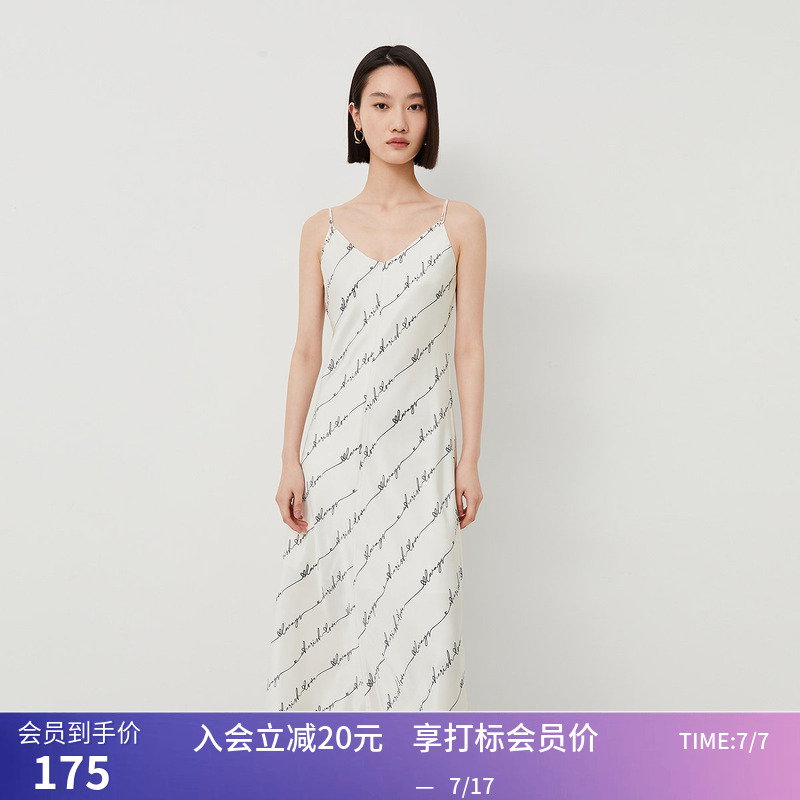 【商场同款】LILY春新款女装气质通勤优雅复古时尚吊带连衣裙