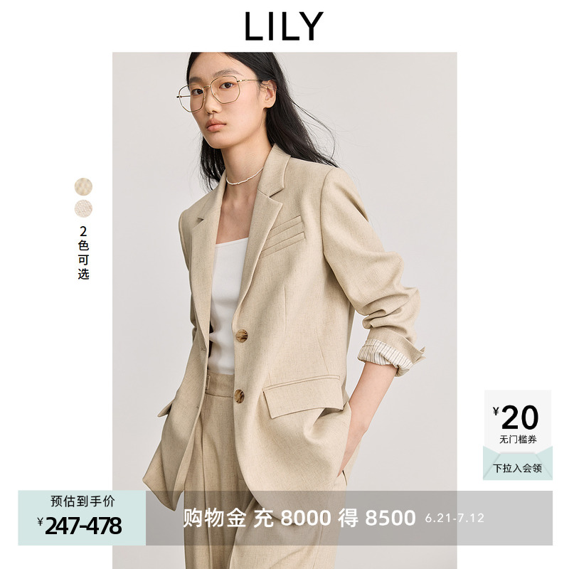 老钱西LILY2025春植物系设计感宽松休闲通勤百搭高级感西装外套女