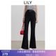 经典 女装 修身 百搭通勤黑色休闲裤 超模小黑裤 喇叭裤 LILY2025夏新款