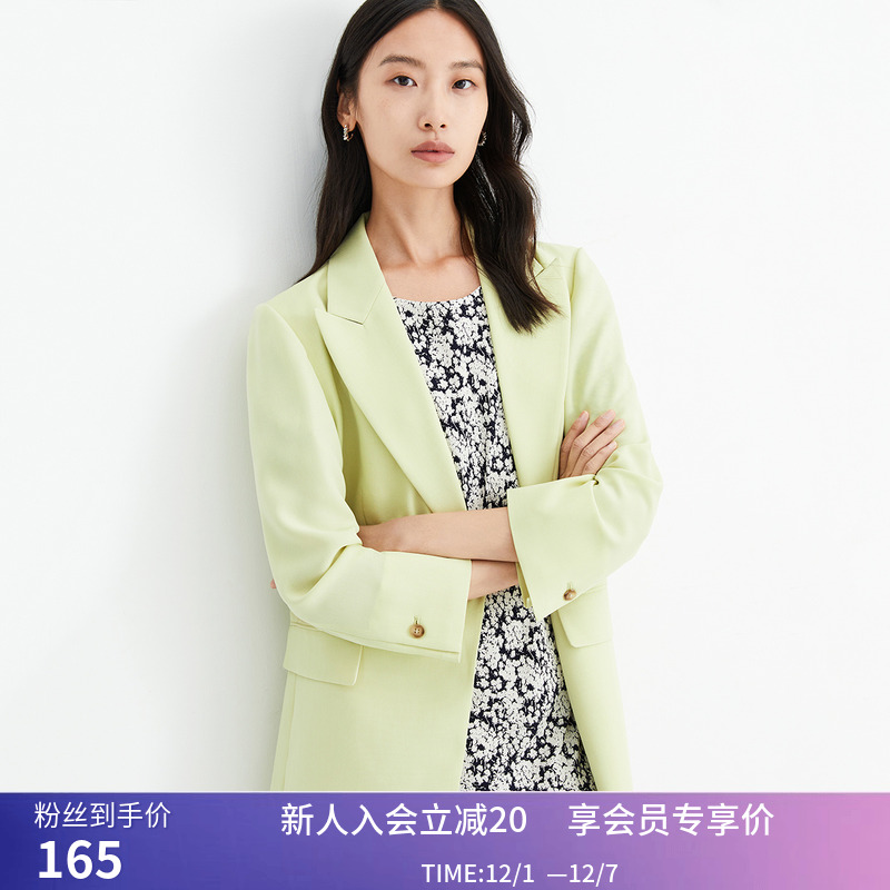 【商场同款】LILY夏新款女装气质纯色一粒扣宽松垂感西装外套