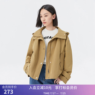 【商场同款】LILY秋新款女装都市通勤款时尚连帽短款风衣外套