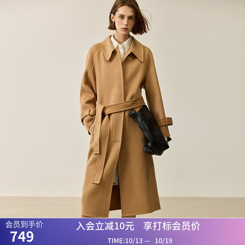 LILY冬新款女装绵羊毛美拉德百搭宽松OL通勤双面呢大衣女外套