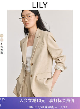 老钱西LILY春植物系设计感宽松休闲通勤百搭高级感西装外套女