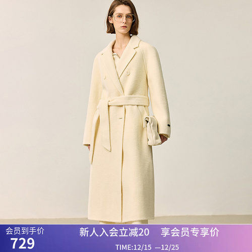 【100%绵羊毛】商场同款LILY冬新款女装收腰双面呢大衣外套女