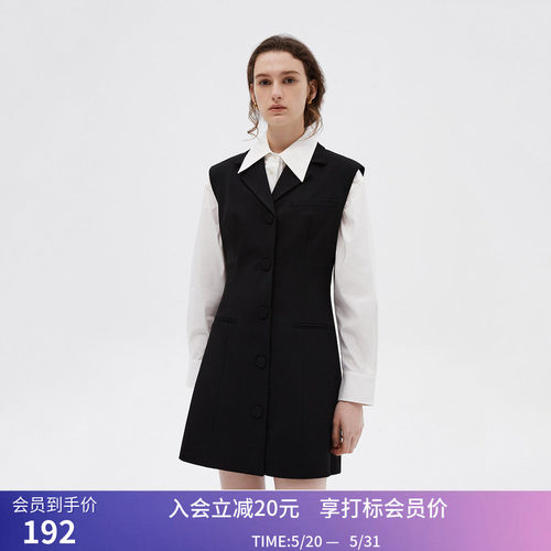 秒杀【商场同款】LILY春新款女装时尚气质纯色通勤无袖西装连衣裙