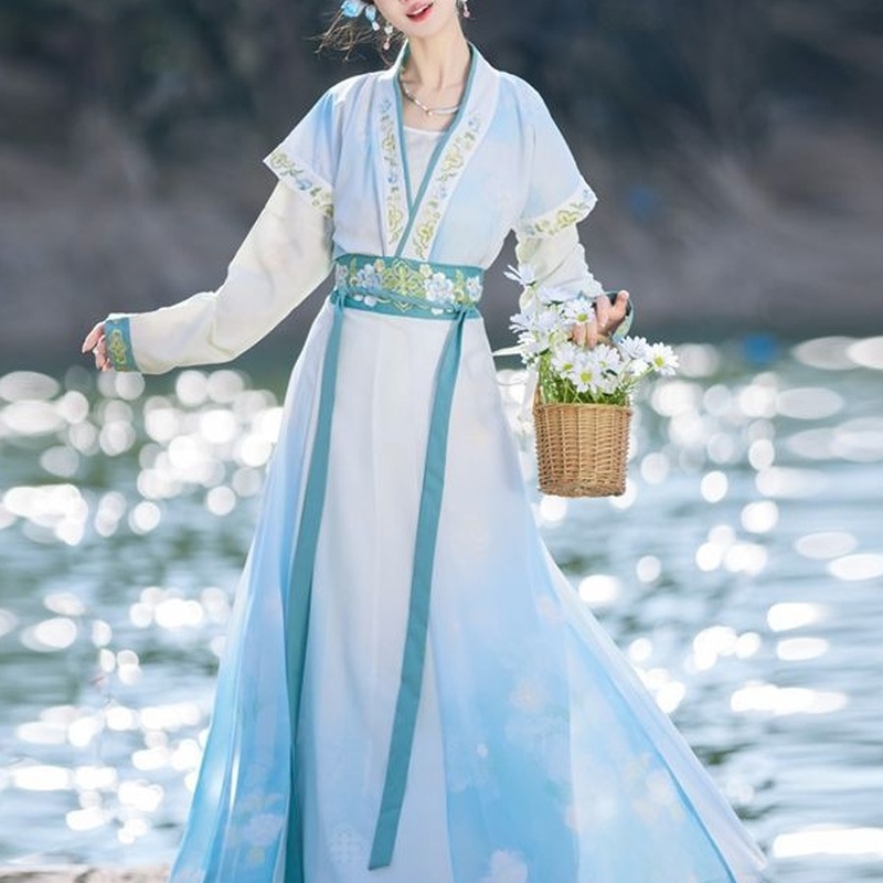 唐制汉服女刺绣半臂外衣圆领里衫齐腰八破裙超仙飘逸春夏日常古装