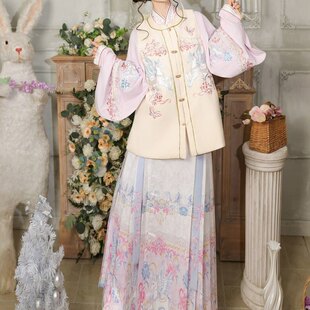 明制汉服女【云马踏春】重工刺绣比甲交领衫古风马面裙春秋季套装