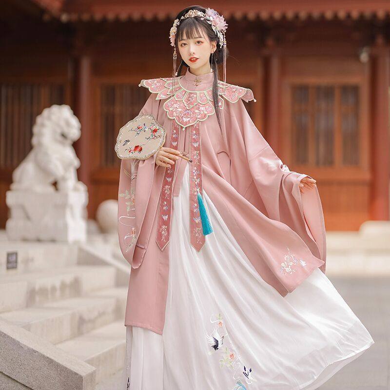 正品原创汉服女明制云肩立领长衫齐腰褶裙刺绣古装学生成人春夏秋