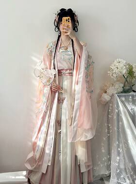 宋制汉服女重工刺绣双层大袖衫齐腰吊带百褶裙春秋中国风正品古装