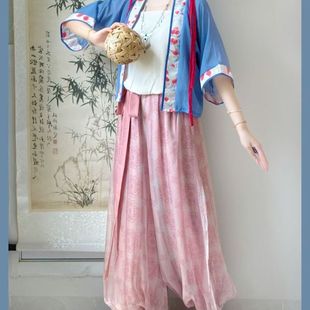 宋制汉服女【小神仙】貂袖短衫吊带灯笼裤新中式汉元素春夏季套装