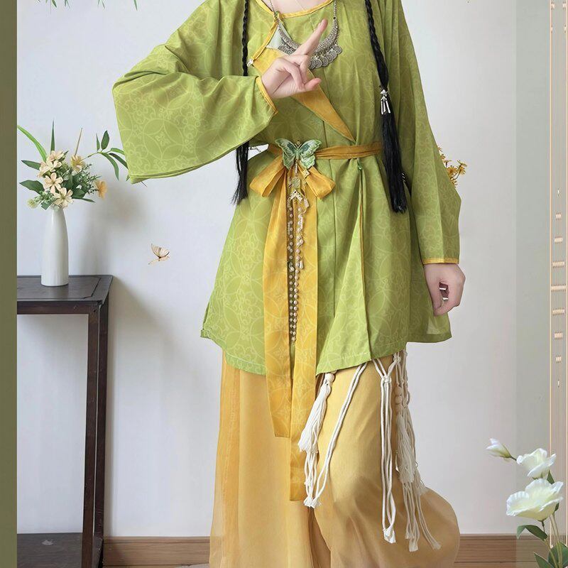 唐制新款汉服女圆领袍灯笼裤日常