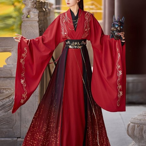 刺绣齐腰裙魏晋制男女同款汉服