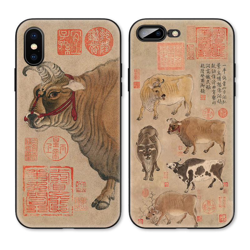 中国风故宫国画五牛图牛年适用iPhone XS Max手机壳X苹果14/678p