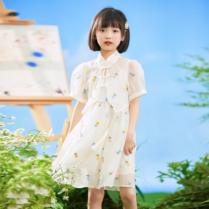 外套复古裙子两件套女童吊带连衣裙夏季2025盘扣新款中国风女大童