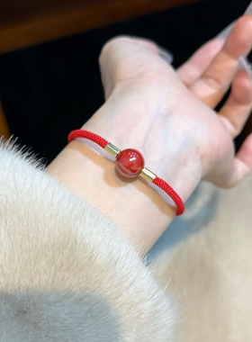 「红运珠」保真朱砂转运珠手链女款本命年红绳手饰平安护身符礼物