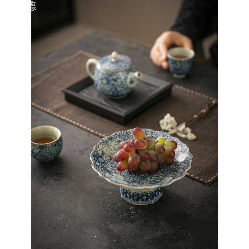 汝窑果盘复古中式供盘陶瓷茶点