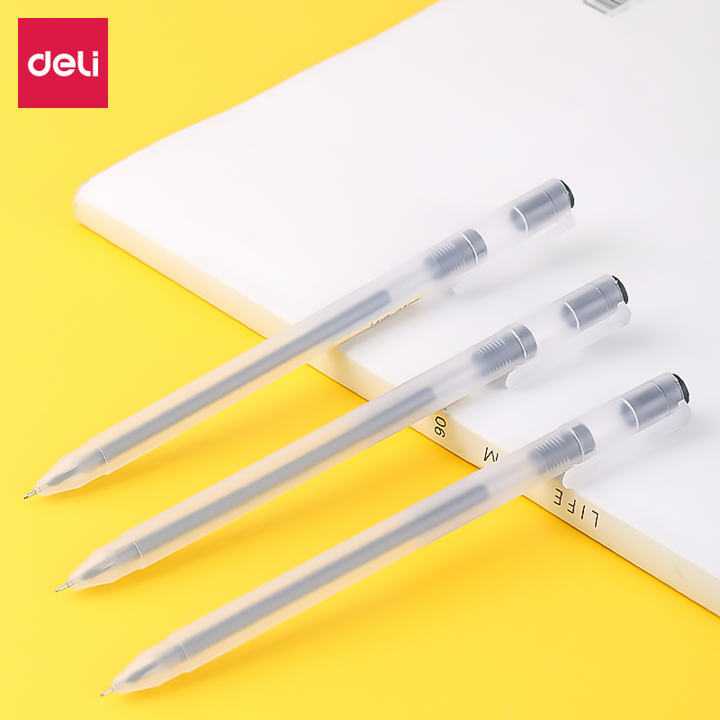 得力彩色中性笔学生用签字笔0.5mm小清新简约彩色水笔套装碳素笔