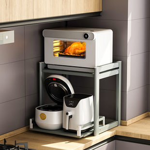 太空铝厨房置物架台面微波炉烤箱电饭锅小家电收纳层架子多功能家