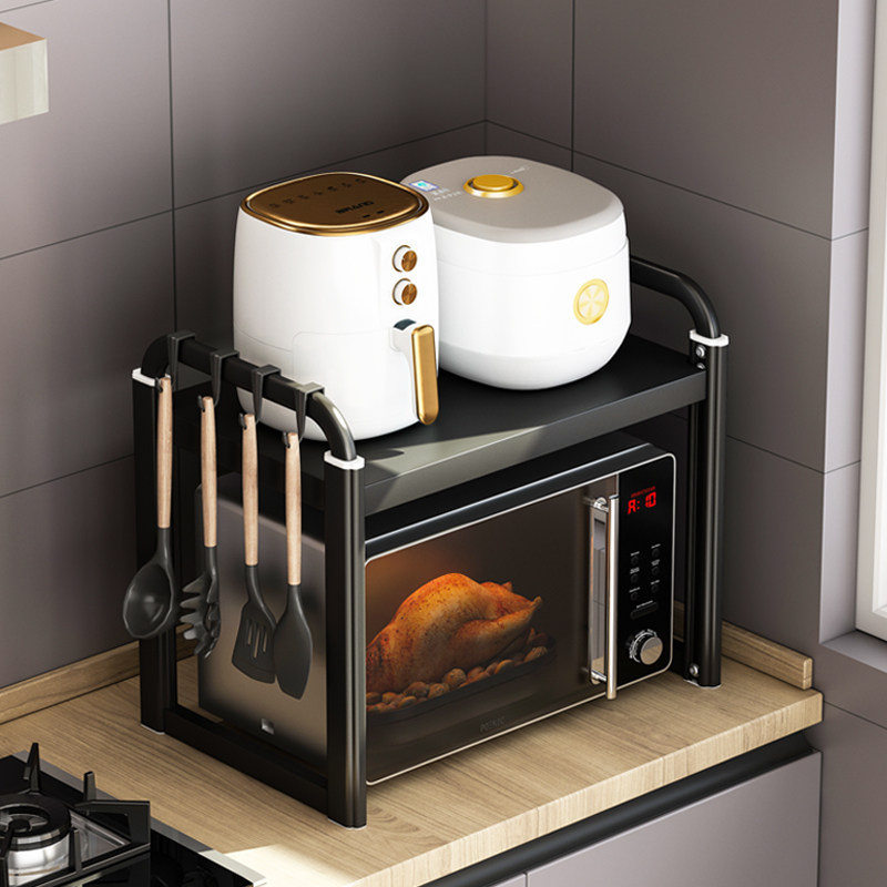 厨房置物架台面可伸缩微波炉烤箱架子小电器水壶收纳架加厚小尺寸