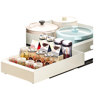 定制拉篮厨房水槽下橱柜转角抽屉式超深柜拐角调味料收纳盒免打孔