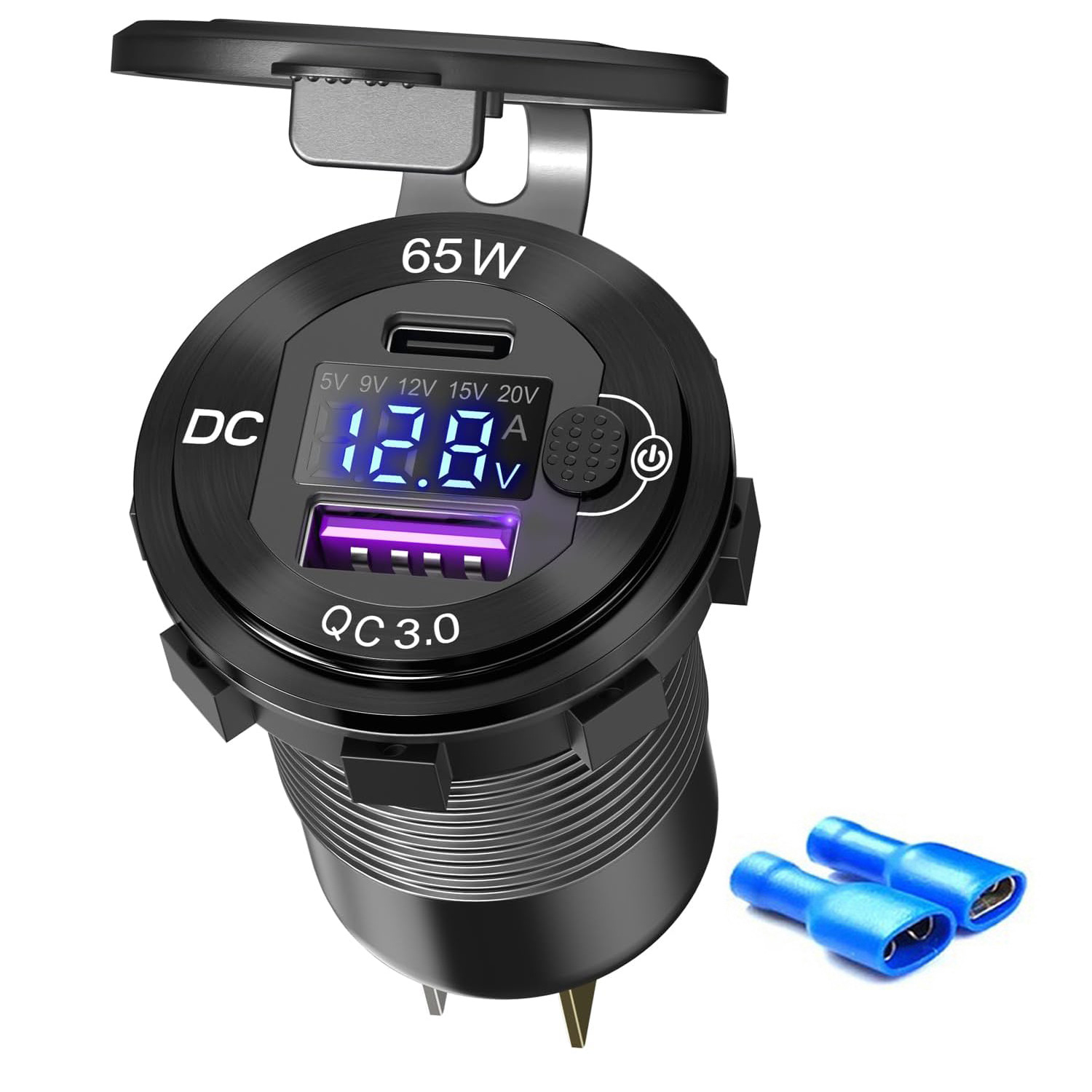 新款汽车货车车充36Wusb快充65WPD口手机充电器金属车充