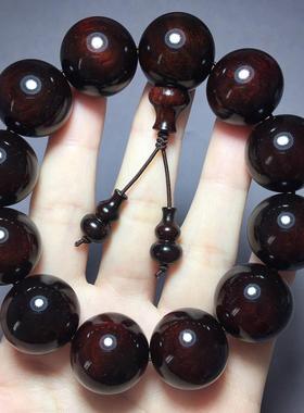 印度小叶紫檀20mm老料高密佛珠手串紫檀戴手上的男士女盘珠手串