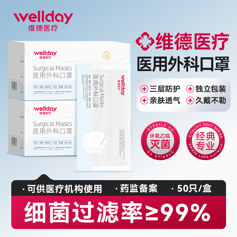 一次性医用外科口罩独立装盒装