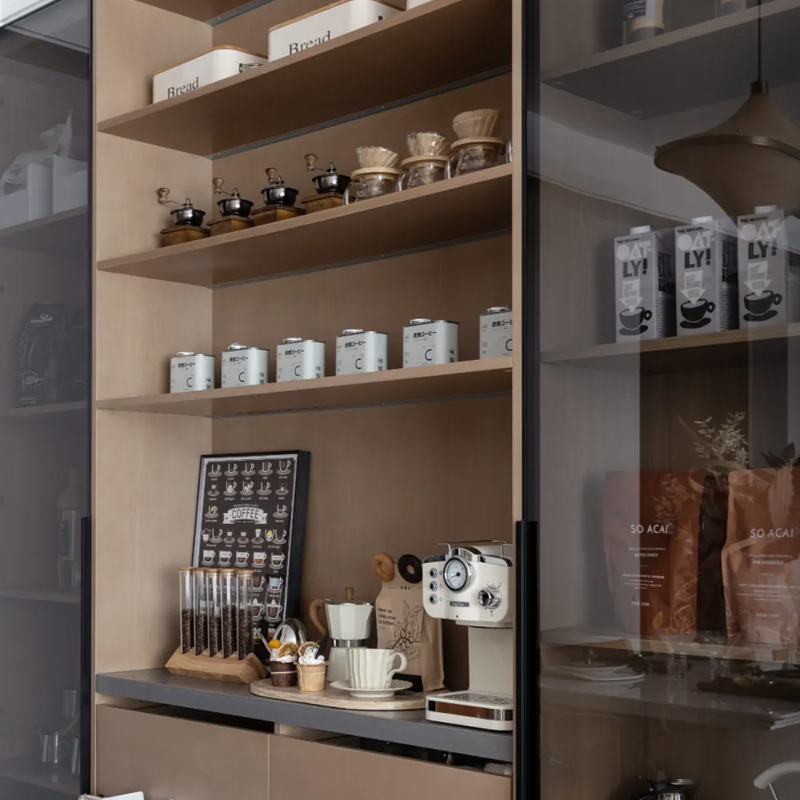 意式轻奢样板间厨房咖啡吧台软装咖啡豆手冲壶点心组合装饰品摆件