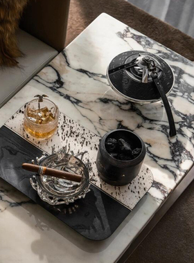 现代轻奢简约样板间茶几床头柜装饰音响烟灰缸真雪茄道具摆件