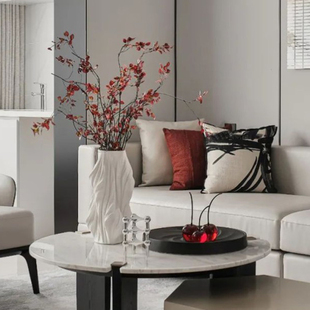 简约现代售楼处样板间客厅茶几饰品摆件水果樱桃餐桌陶瓷花瓶摆件