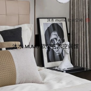 摄影主题主卧室床头柜软装饰品摆件组合套装饰画男人石像黑色书籍