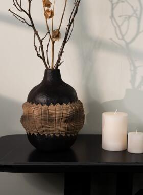 侘寂风复古禅意花瓶摆件样板间民宿家居客厅书房桌面古插花花器