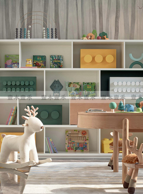 简约现代样板间儿童房软装摆件售楼处儿童区柜内木质玩具装饰品