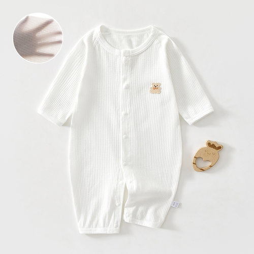 婴儿衣服夏季薄款男女宝宝连体纯棉睡衣新生儿长袖外出空调服夏装