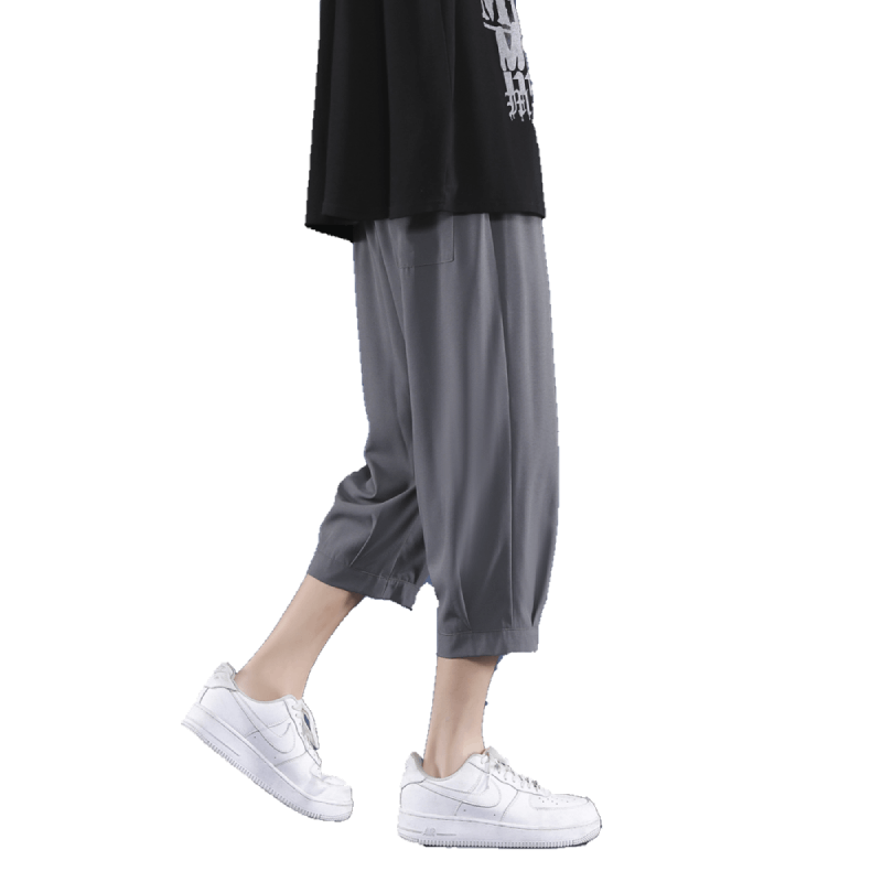 七分褲男款夏季薄款冰絲休閑褲男士寬松運(yùn)動(dòng)短褲潮牌工裝7分褲子