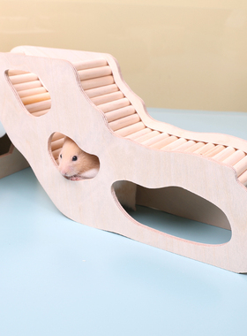 诺辰仓鼠木制爬梯楼梯躲避屋金丝熊攀爬玩具桦木拱桥树洞造景用品