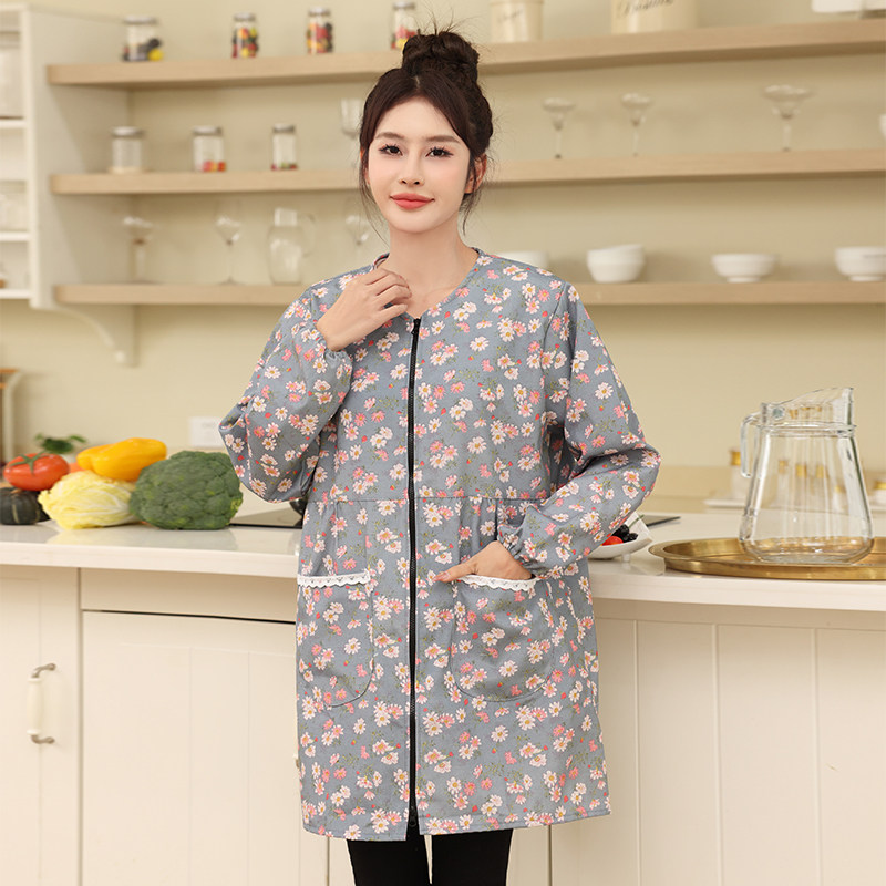 长袖圆领碎花女士罩衣大人新款围裙厨房做饭家用防污工作服秋冬季,家庭/个人清洁工具,围裙,淘宝优惠券,粉丝福利购,淘宝优惠卷