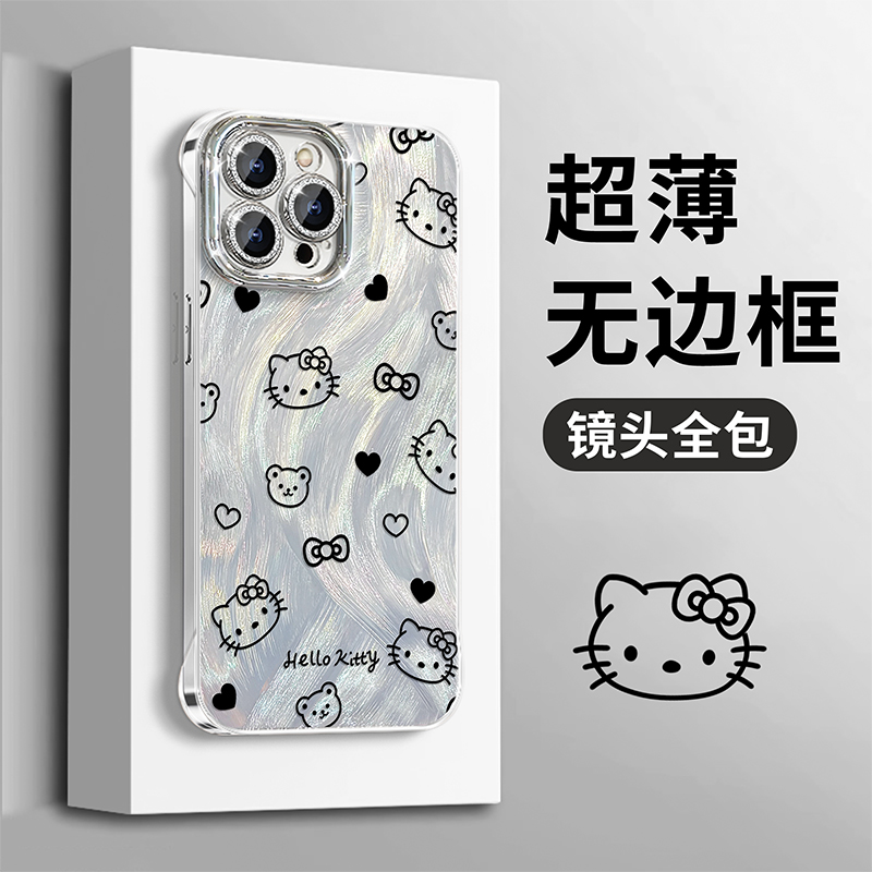 适用opporeno13手机壳小熊猫咪reno12镜子支架reno11新女款羽纱10pro无边框reno9自带镜头膜8/7防摔5k保护套
