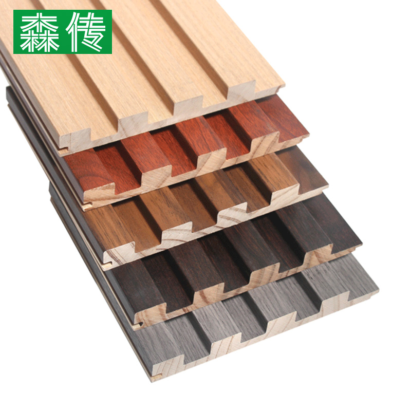 木格栅电视背景墙装饰板格桑板网红实木格栅板长城T板凹凸型护墙