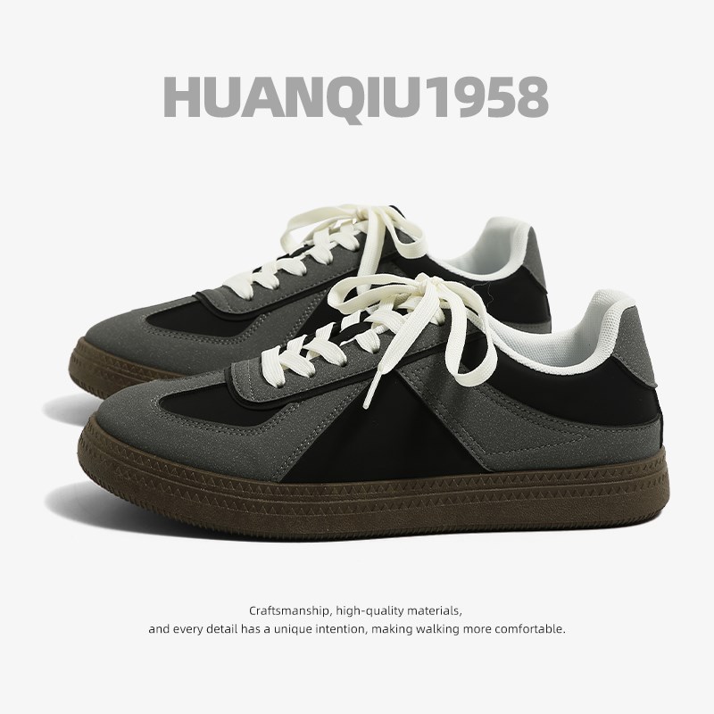 环球德训a鞋男2024新款秋冬季软厚底复古黑色小众运动训练休闲板