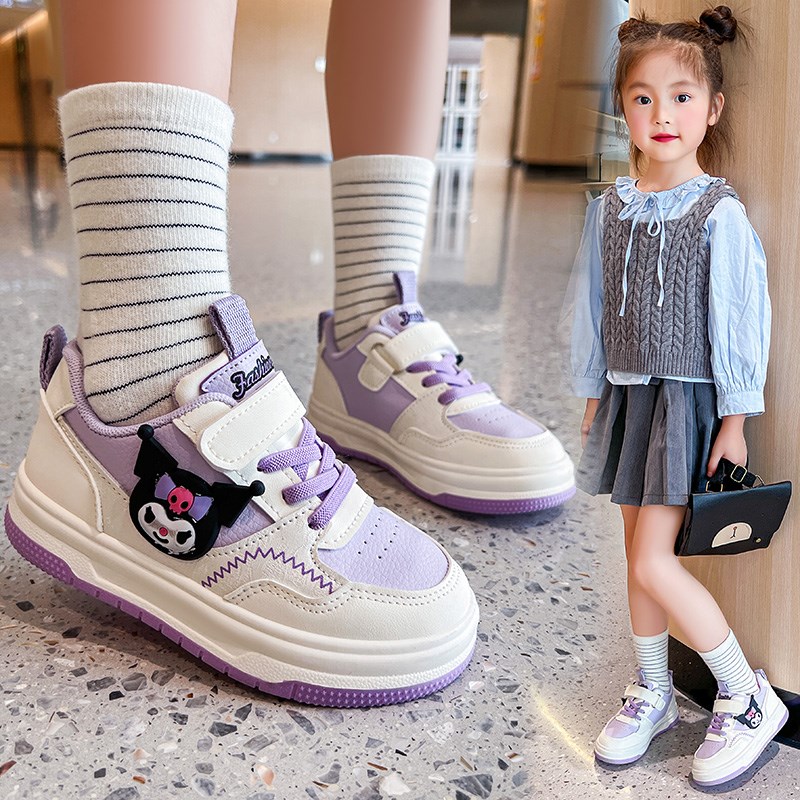 儿童板鞋女童运动鞋库洛米童鞋2024F新款春秋学生小白鞋女宝宝鞋