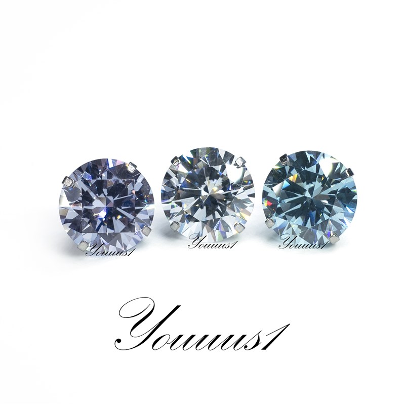 Youuus1钛合金耳钉8mm直径爪钻超闪锆石M镇店之宝耳骨钉螺纹款热