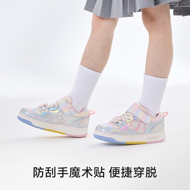 卡特兔女童板鞋2j025春季新品粉色高帮滑板鞋防滑耐磨户外跑步鞋