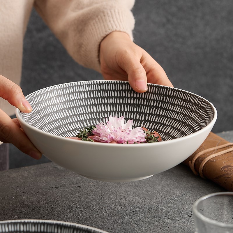 精致高端a碗德化陶瓷8寸碗家用小汤碗吃面碗装菜碗沙拉碗深碗YHT