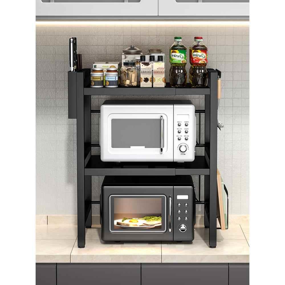 微波炉置物架厨房可伸缩多层电饭煲烤箱加L厚台面家用支架收纳神
