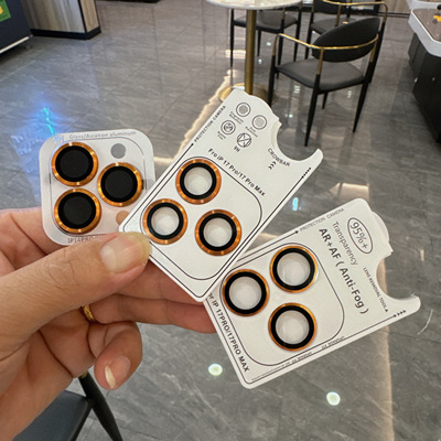适用iPhone17Promax橙色手机镜头膜苹果15promax金属高清苹果16promax后置摄像头13pro防摔14pro钢化保护贴膜
