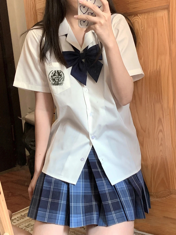 冈梨田JK格子裙原创正版制服套装全套百褶裙夏季儿童女学生学院风